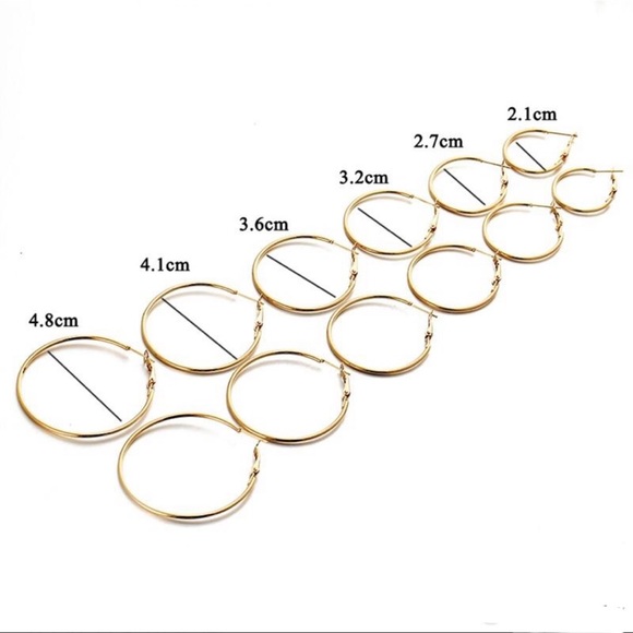 Set of 6 Gold/Silver Hoop Earrings - Picture 6 of 8